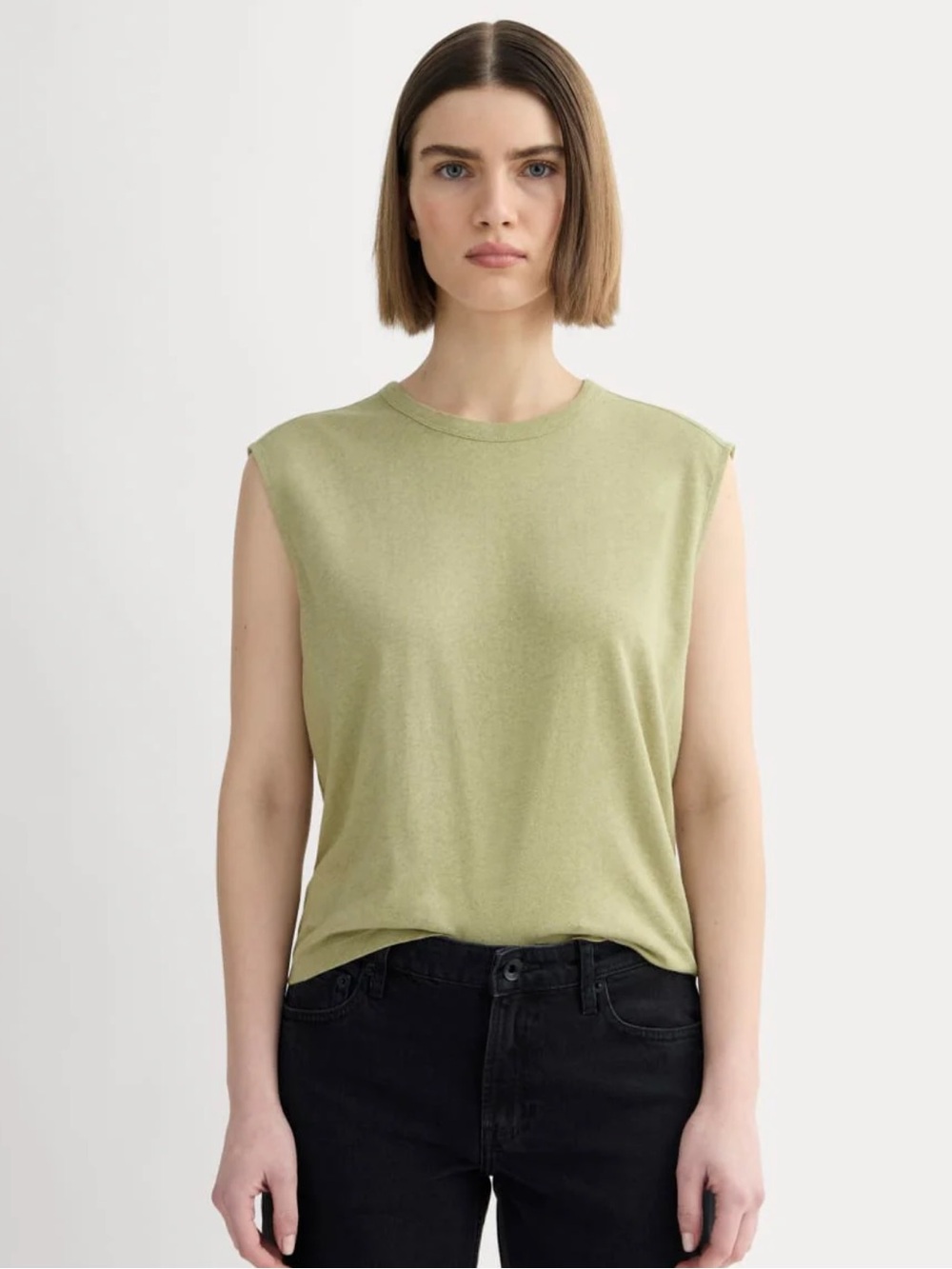 EVERLANE THE MUSCLE TEE IN COTTON LINEN  S